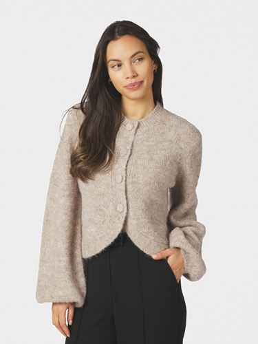 Tröjor/Koftor - Gio Fluffy Knit Cardigan – Beige Melange
