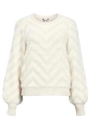 Tröjor/Koftor - Objhollow knit pullover – White sand