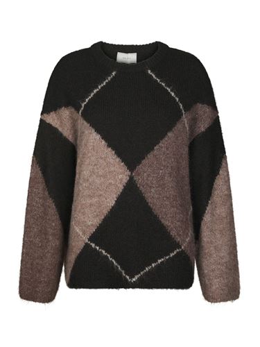 Tröjor/Koftor - Inga Check Fluff Knit Blouse – Dark Brown