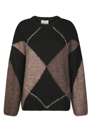 Tröjor/Koftor - Inga Check Fluff Knit Blouse – Dark Brown Tröjor/Koftor - Inga Check Fluff Knit Blouse – Dark Brown
