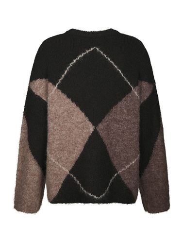 Tröjor/Koftor - Inga Check Fluff Knit Blouse – Dark Brown