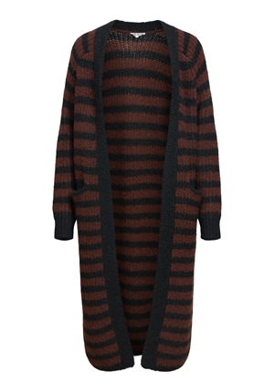 Tröjor/Koftor - Objmilu lo long knit cardigan – Black/Seal brown