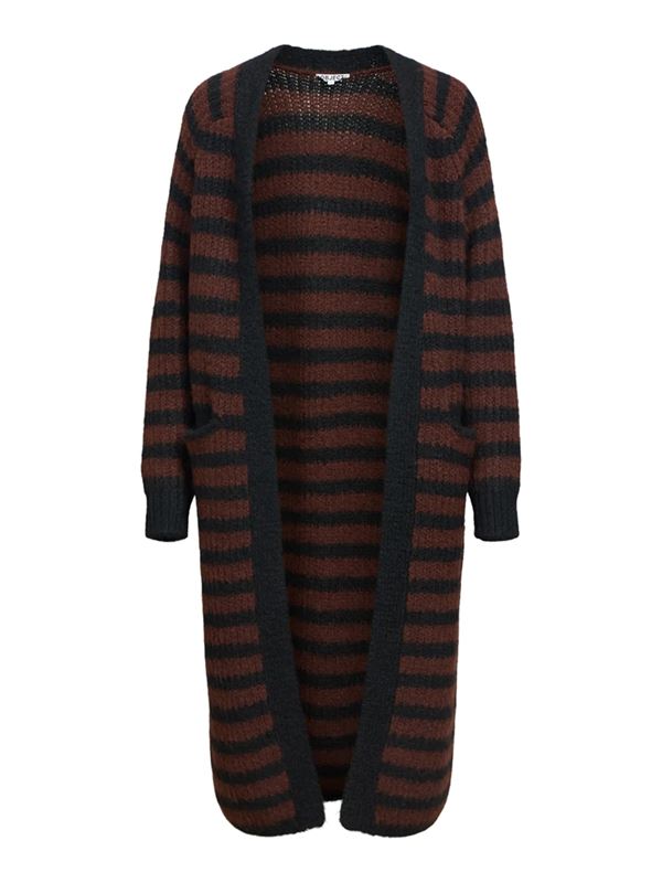 Tröjor/Koftor - Objmilu lo long knit cardigan – Black/Seal brown