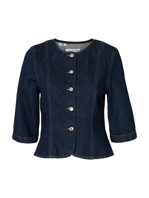 Kavajer/Ytterplagg - Slfvida-kori short denim jacket – Dark blue denim