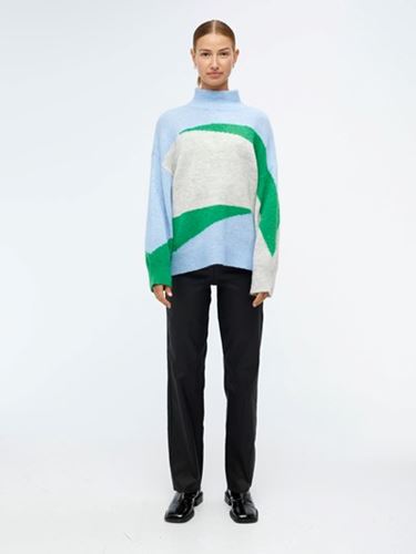 Tröjor/Koftor - Objgeromin knit pullover – serenity/light grey