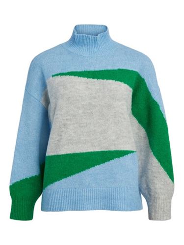 Tröjor/Koftor - Objgeromin knit pullover – serenity/light grey