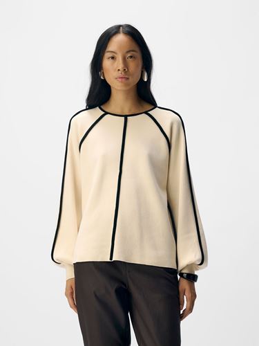 Tröjor/Koftor - Objreynard Contrast Pullover – Sandshell/Black tape