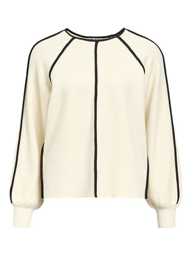 Tröjor/Koftor - Objreynard Contrast Pullover – Sandshell/Black tape