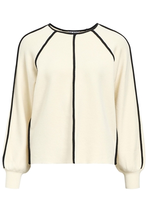 Tröjor/Koftor - Objreynard Contrast Pullover – Sandshell/Black tape