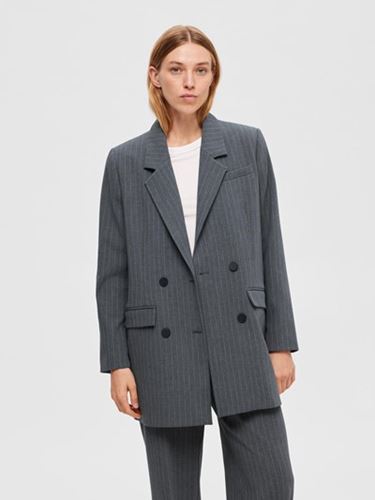 Kavajer - Slfmyla relax blazer mgm stripe – Medium grey