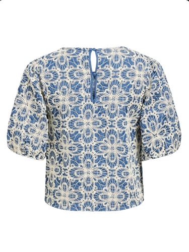 Blusar/skjortor - Objbelle top – Medium blue/White
