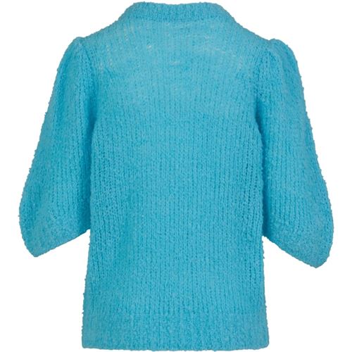 Tröjor/Koftor - Knit with puff sleeves in boucle – Aqua blue