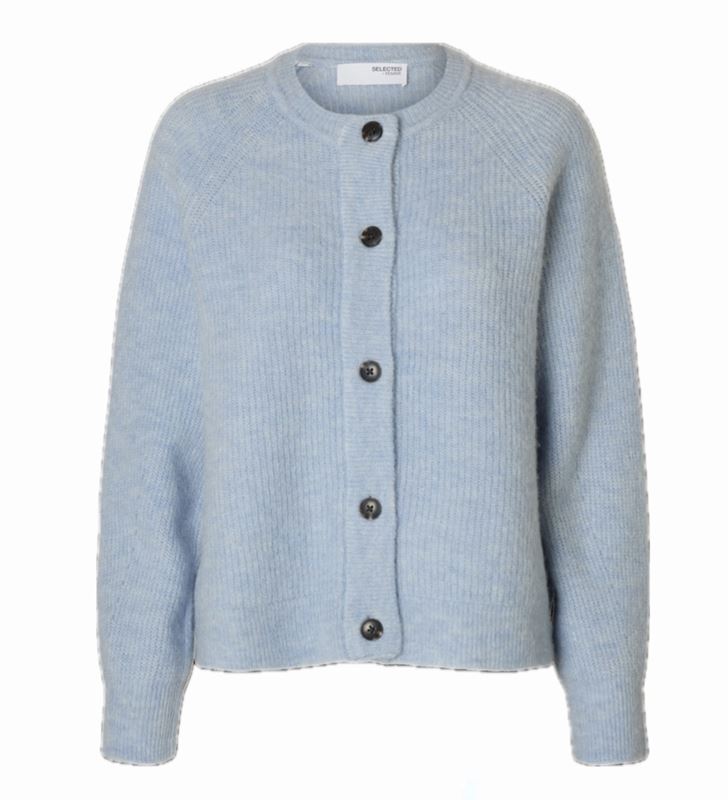 Tröjor/Koftor - Slflulu knit short cardigan – Cashmere blue