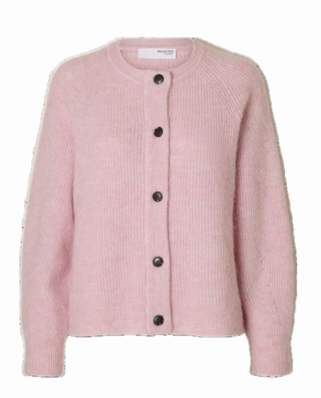 Tröjor/Koftor - Slflulu knit short cardigan – Bleached mauve/melange