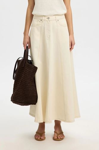 Kjolar - Slftenna long denim skirt – Egret
