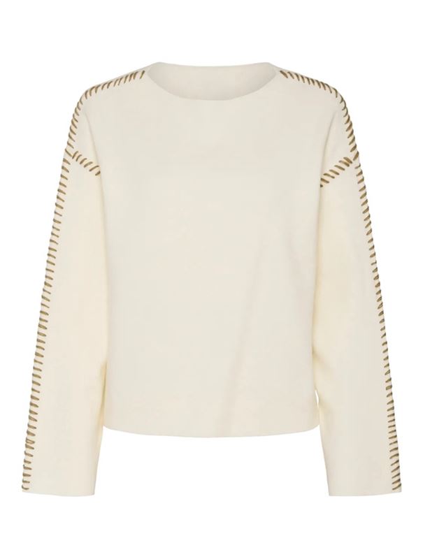 Tröjor/Koftor - Yasstitcha knit pullover – Star White/Fungi Stit