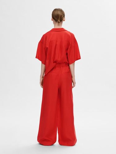 Byxor - Slflyra wide linen pant – Flame scarlet