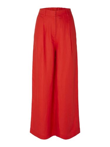 Byxor - Slflyra wide linen pant – Flame scarlet