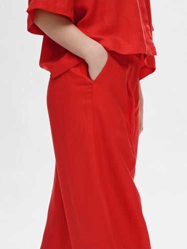 Byxor - Slflyra wide linen pant – Flame scarlet