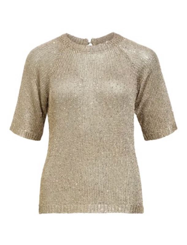 Toppar - Objglam knit pullover – Gold colour
