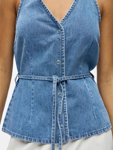 Toppar - Objfulla S/L Re Denim Top - Medium Blue Denim