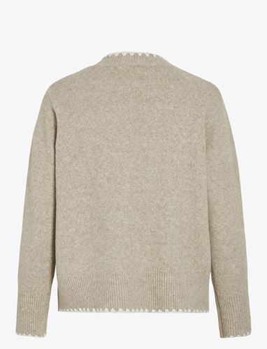 Tröjor/Koftor - VIHEFNA STITCH DETAIL KNIT TOP – Natural Melange/WHITE