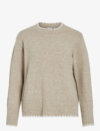 Tröjor/Koftor - VIHEFNA STITCH DETAIL KNIT TOP – Natural Melange/WHITE
