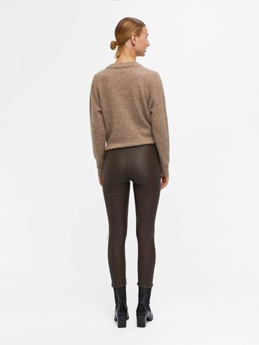 Byxor - Objbelle coated leggings – java
