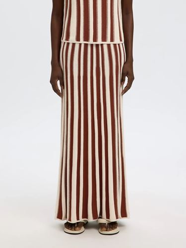 Kjolar - Slflina knit long skirt – Birch/cherry mah