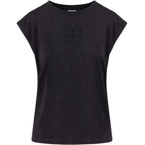 Toppar - Coster monogram tee cap sleeve – Black/black print