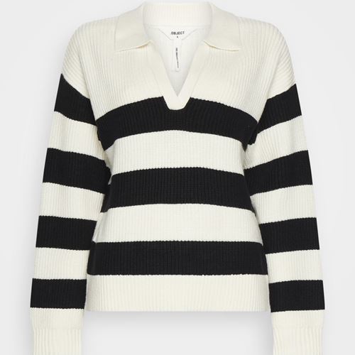 Tröjor/Koftor - Objhella knit pullover – cloud dancer/black