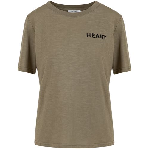 Tröjor/Koftor - Tee With Heart Embroidery – Dusty Olive