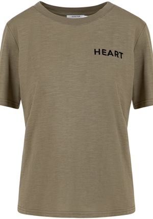 Tröjor/Koftor - Tee With Heart Embroidery – Dusty Olive