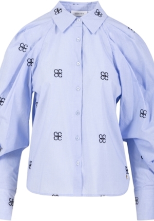Blusar/Skjortor - Shirt With Embroidery – Pastel Blue