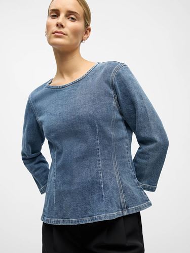 Toppar - Objrosie sculpture top – Medium blue denim