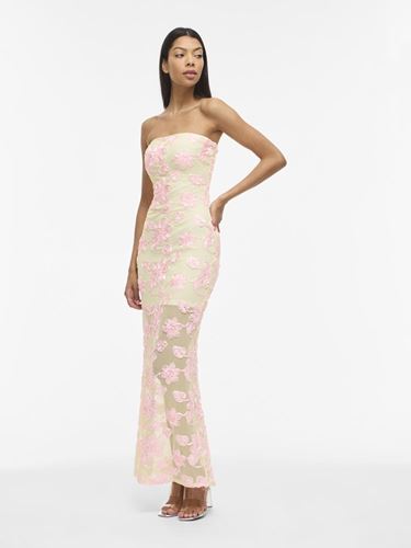 Klänningar/Tunikor - Visail tube ankle dress – Pastel yellow/Pink flower