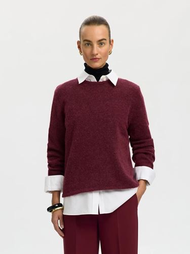 Tröjor/Koftor - Slwlulu New LS Knit O-neck – Tawny Port