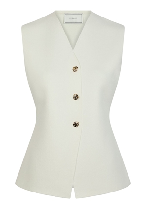 Toppar - Sway smooth knit waistcoat – Off white