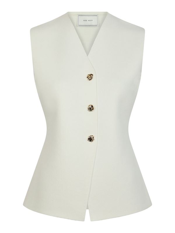 Toppar - Sway smooth knit waistcoat – Off white