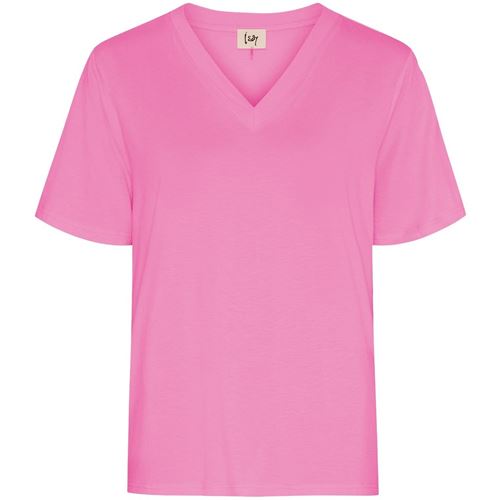 Toppar - Gritt V-neck T-shirt – Hot pink
