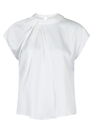 Blusar/skjortor - Fleur Drapy Satin Blouse – Off White