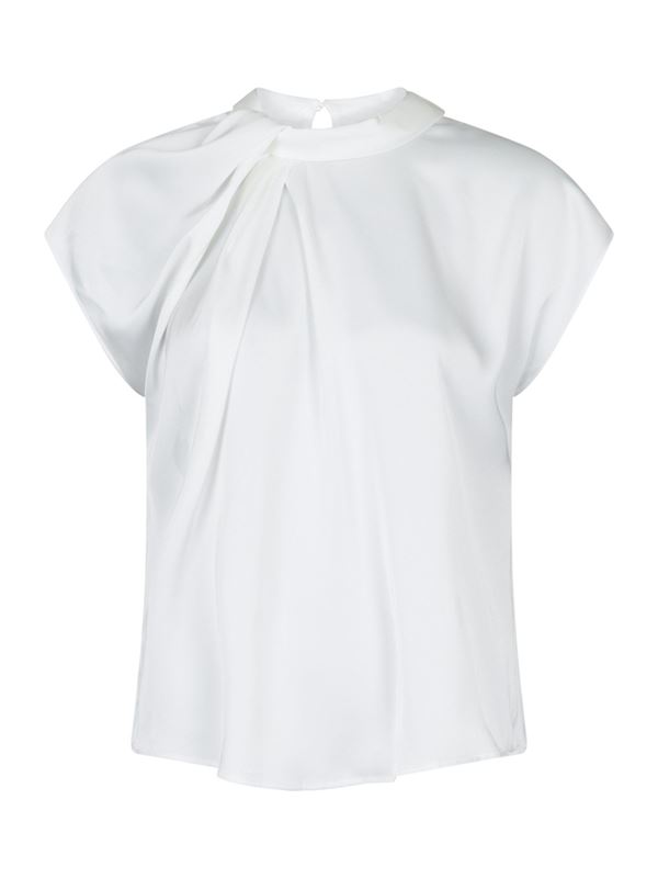 Blusar/skjortor - Fleur Drapy Satin Blouse – Off White