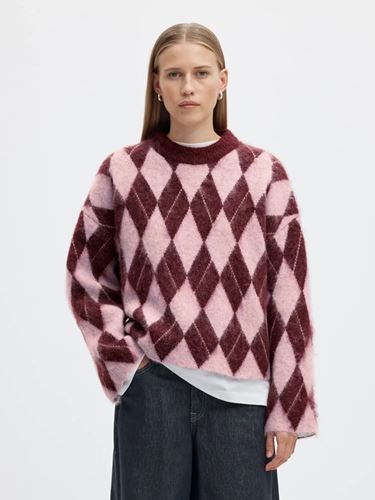 Tröjor/Koftor - Slwlulu brushed argyle knit o-neck – Tawny port/windsome