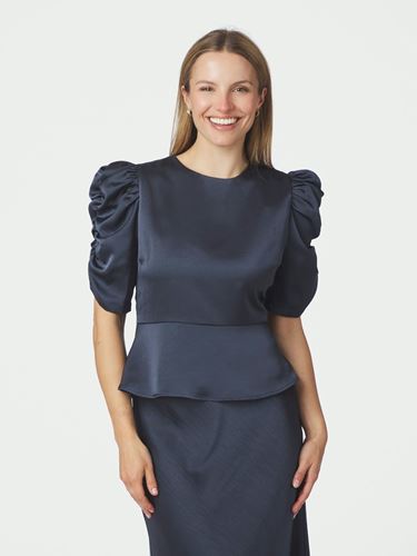 Blusar/Skjortor - Benua Heavy Sateen Blouse – Midnight Blue