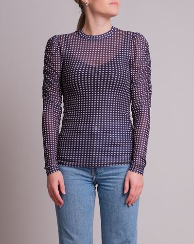 Toppar - Ketter square mesh blouse – black
