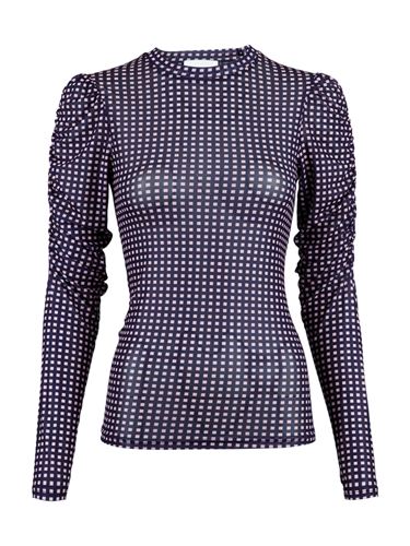 Toppar - Ketter square mesh blouse – black