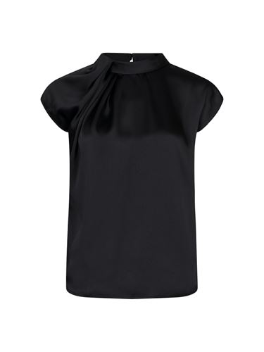 Blusar/Skjortor - Fleur drapy satin blouse – Black