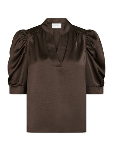 Blusar/Skjortor - Roella heavy sateen blouse – Dark Brown