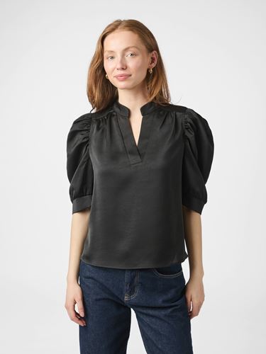 Blusar/Skjortor - Roella heavy sateen blouse – Black