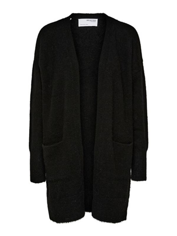 Tröjor&Koftor - Slflulu new knit long cardigan – Black